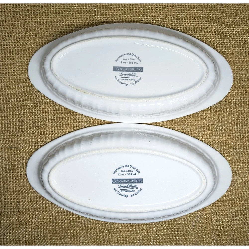 2 Corning Ware French White Stoneware 11